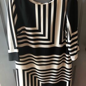 asymmetrical black and white dress
